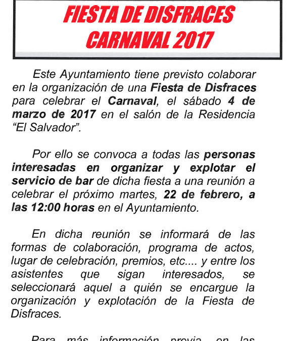 Servicio de bar para Fiesta de Disfraces Carnaval 2017 1