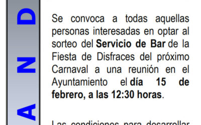 Fiesta de Disfraces 2019. Sorteo servicio de bar