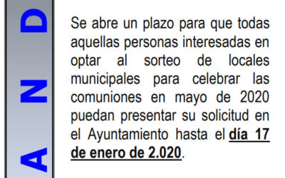 Comuniones 2020 – Sorteo de locales