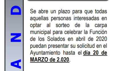 Sorteo de carpa para Función de los Soldados 2020