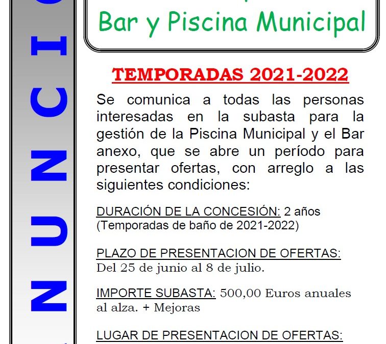 Gestión Explotación de Bar y Piscina Municipal 2021-2022 1