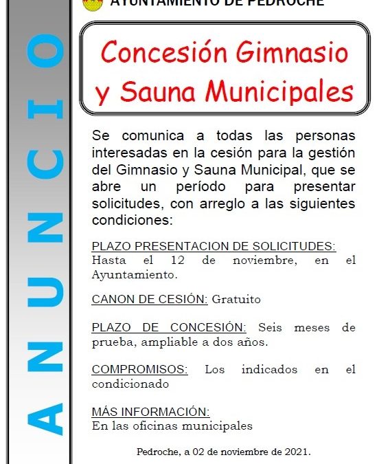 Concesión Gimnasio y Sauna Municipales 1